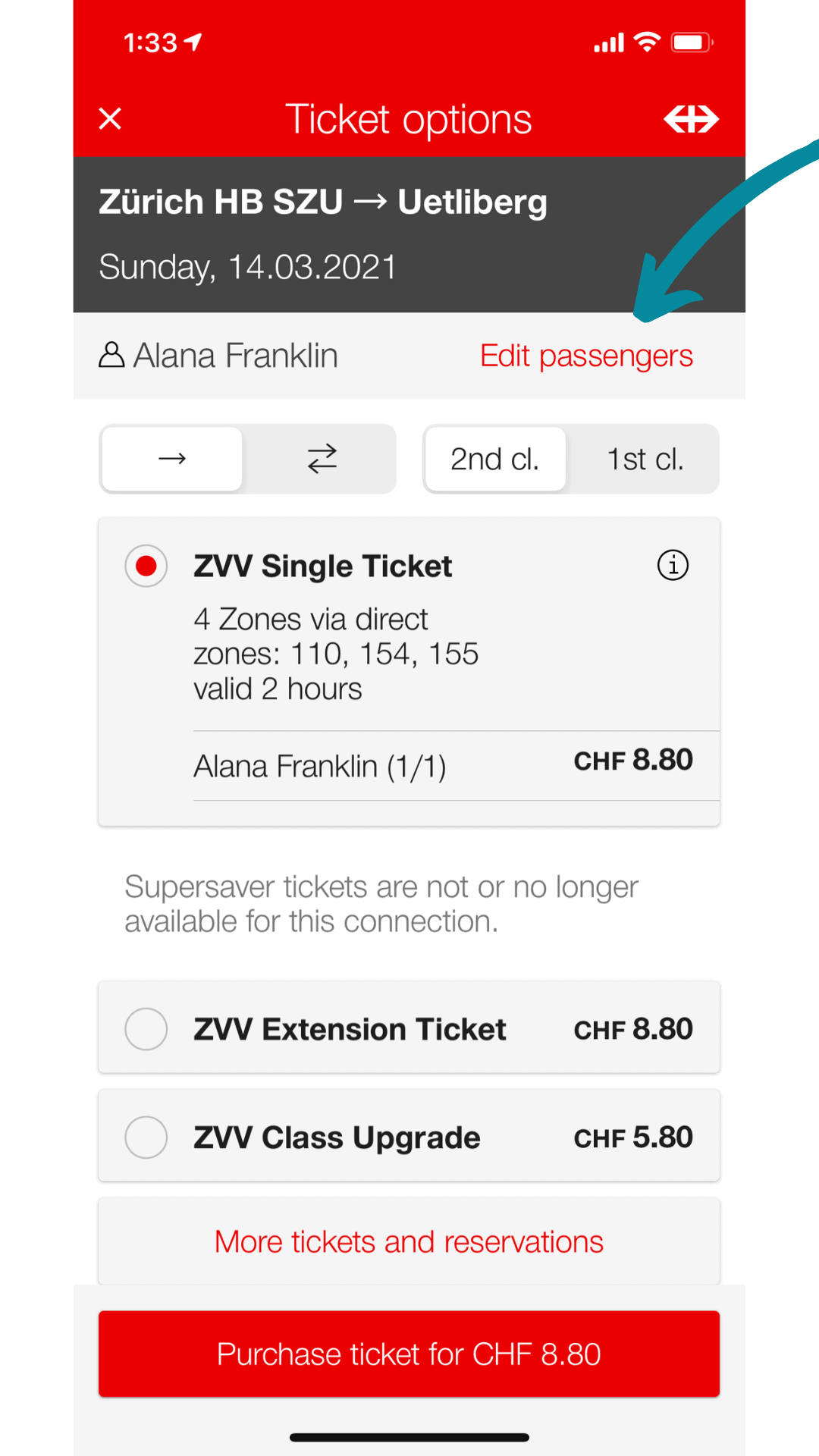 multiple journey ticket sbb price