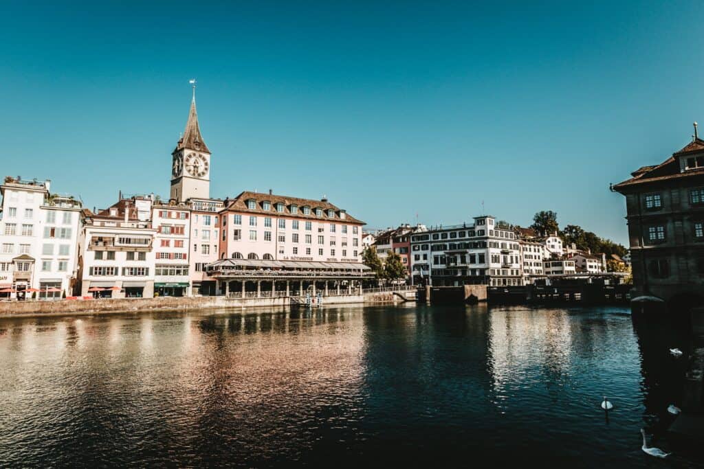 Zurich city beside Limmat River