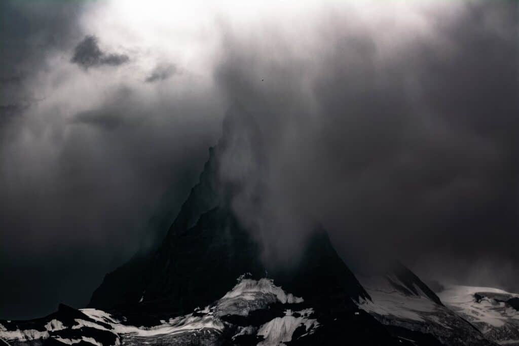 Clouds covering the Matterhorn at Zermatt